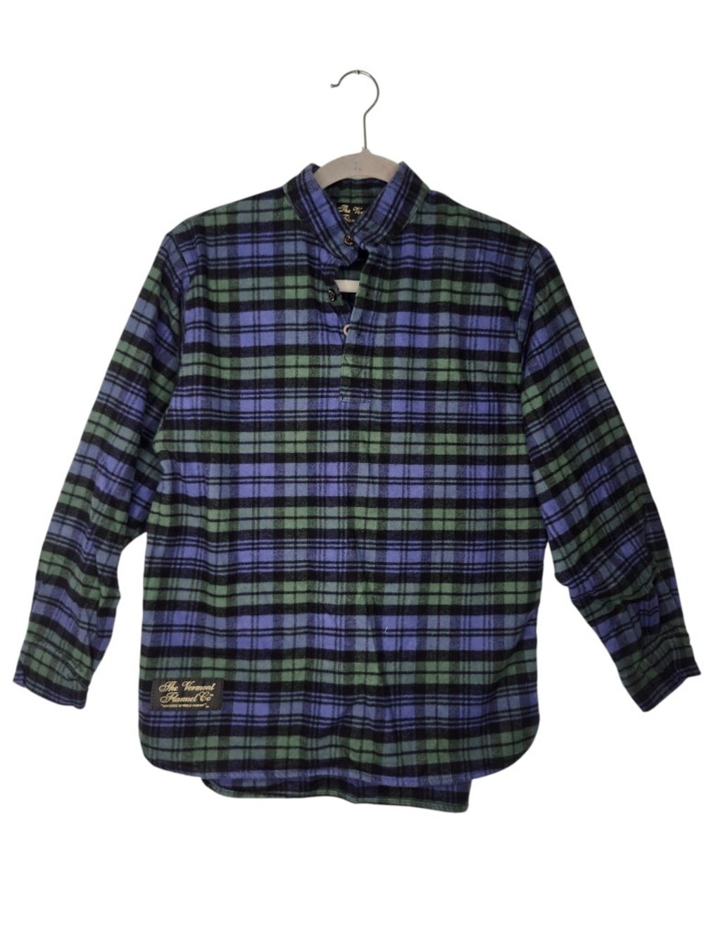 Vermont Flannel Co Blue and Green Plaid Flannel Pullover Size Medium